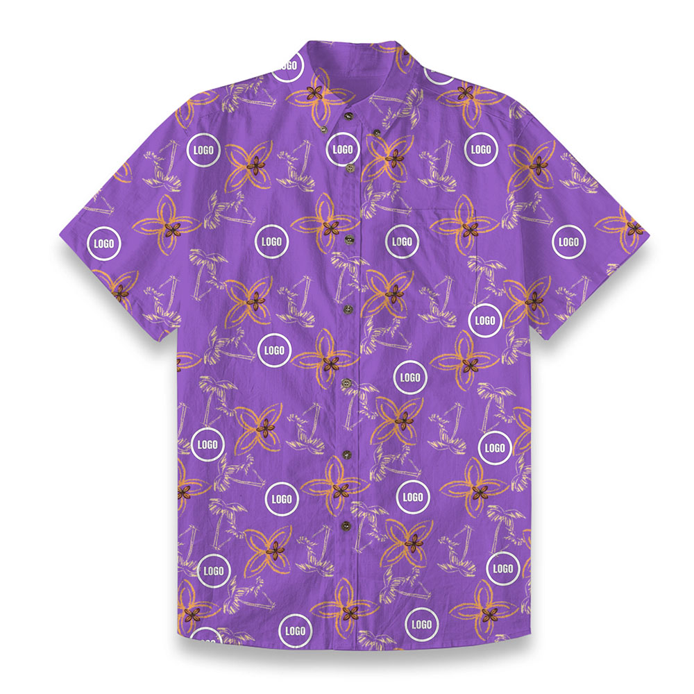 Custom Company Logo Men's Hawaiian Cotton Shirt 6